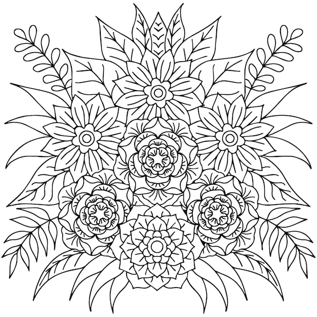 design flower outline element coloring page