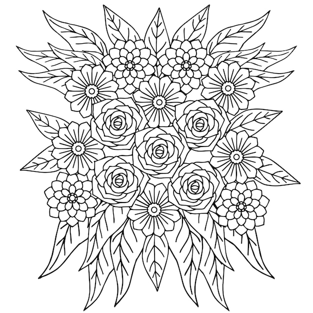 design flower outline element coloring page