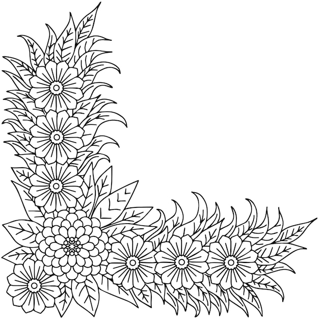 design flower outline element coloring page