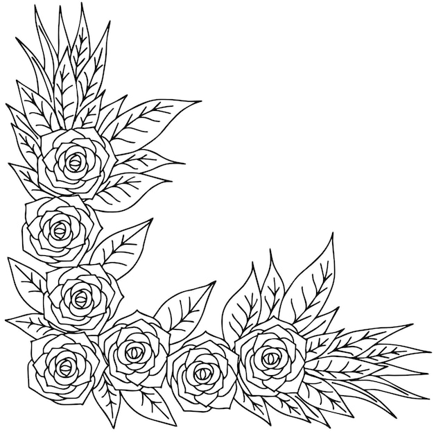 design flower outline element coloring page