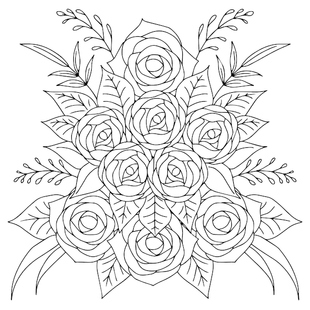 design flower outline element coloring page