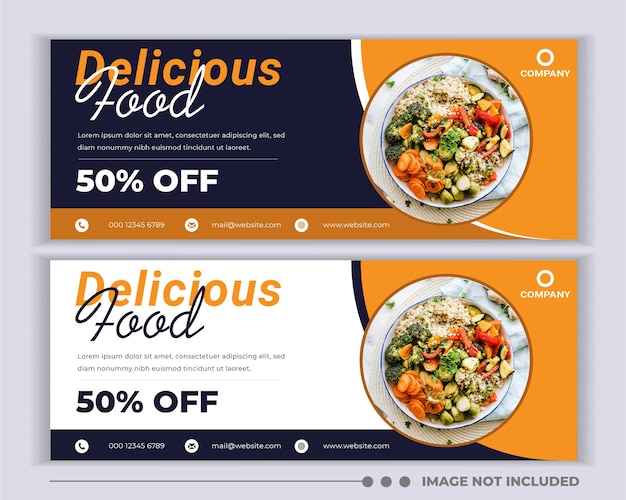 Design food banner for social media, facebook food cover template design.