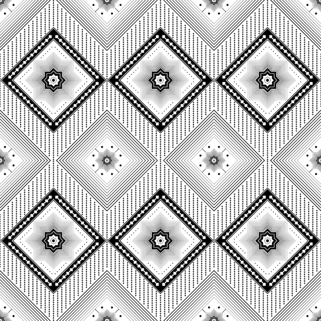 Design for geometric pattern fabric, white and black. Seamless, ethnic and modern lines pattern.