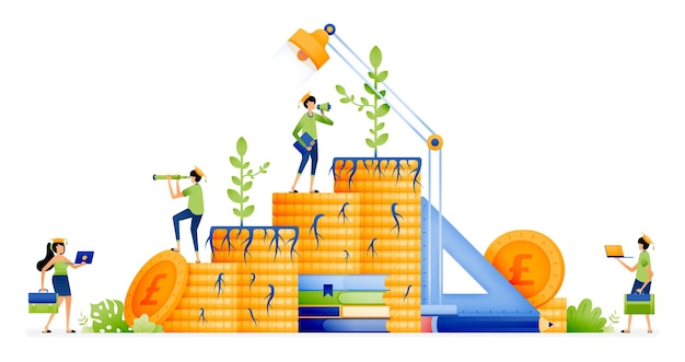 Design of Growing and sure investment from education with tuition subsidy policy for economic progress Illustration for landing pages websites posters banners mobile apps web social media ads etc