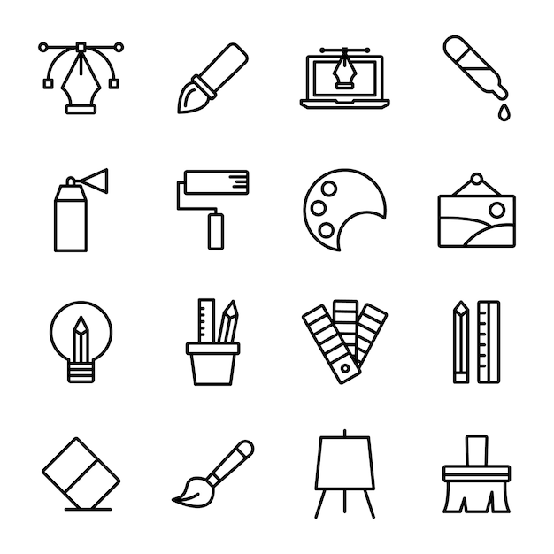 Design icon pack, outline icon stlye