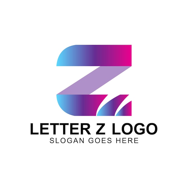 Vector design of an iconic logo with pink color gradient alphabet letter 'z' blue and pink vector