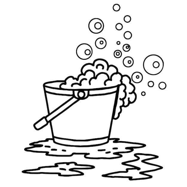 design illustration outline bucket washing icon