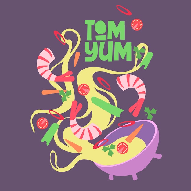   design. Illustration streetfood tom yum