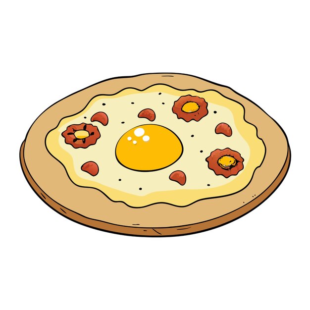 Vector design an image displaying a breakfastinspired pizza topped with scrambled eggs bacon and hash