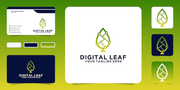 Design inspiration, technology digital leaf and business cards