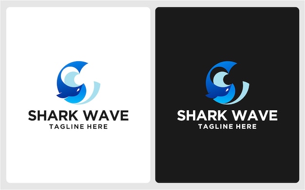 DESIGN LOGO SHARK AND WAVE MODERN ABSTRACT