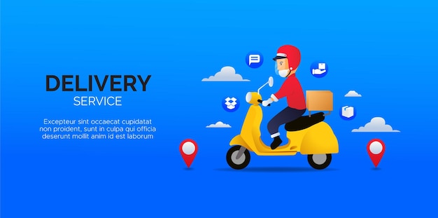 Design for mobile delivery services in Blue Background