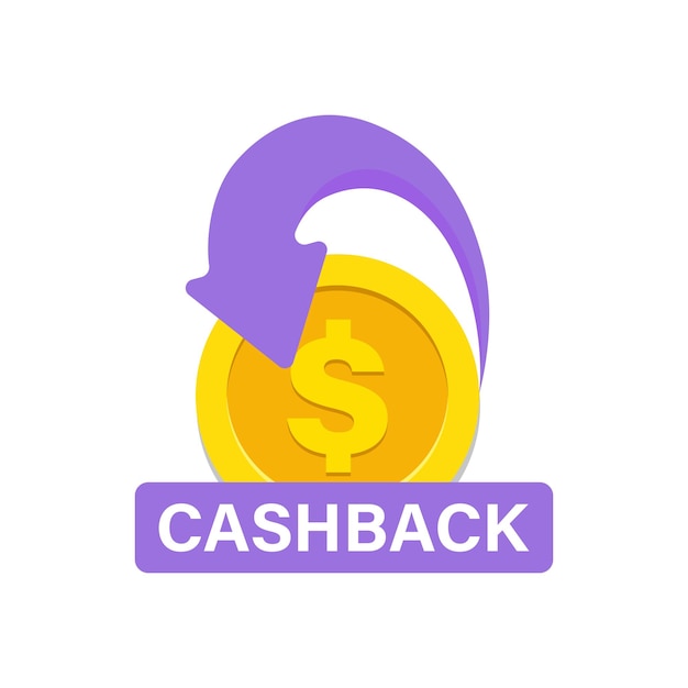 The design of the money-back service with a coin and an arrow on a white background.