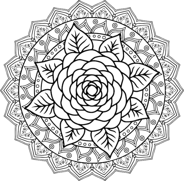 Design Outline Vector Flower for Coloring Page