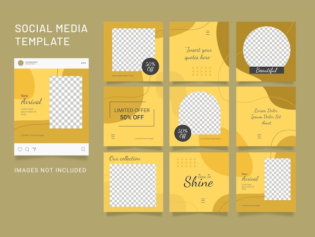 Design Social Media Template Fashion Feed Set