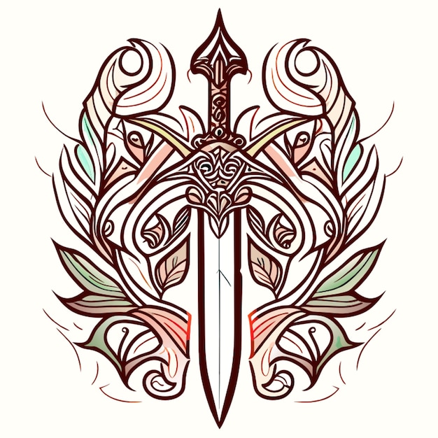 Vector design a stunning and traditional dagger tattoo that attracts attention with its intricate line