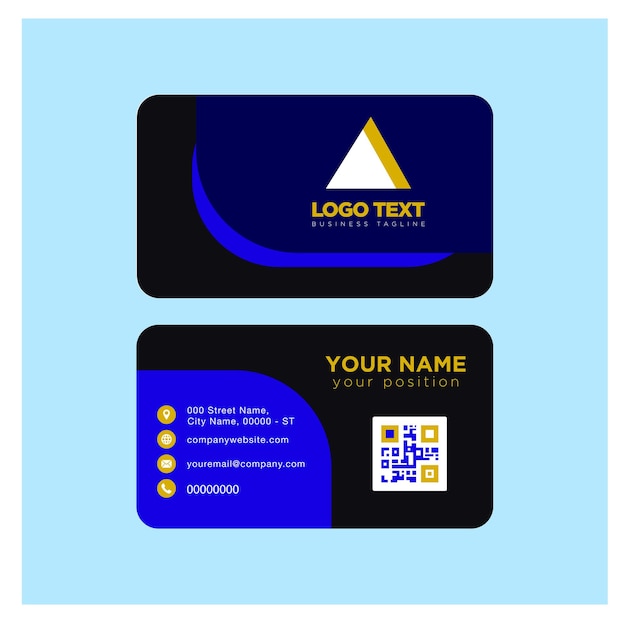 Design template business card with two colors of blue and black