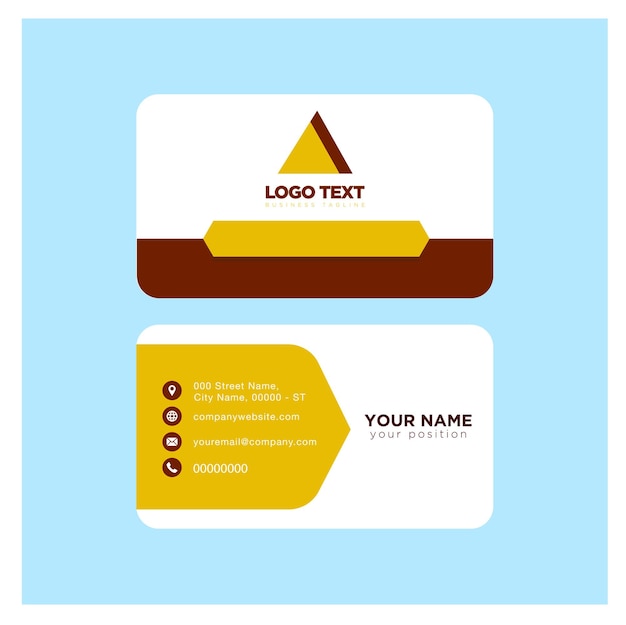 Design template business card with two colors of yellow and brown