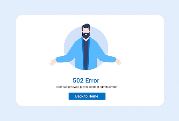 Design template illustration UI for web page with 502 error. 