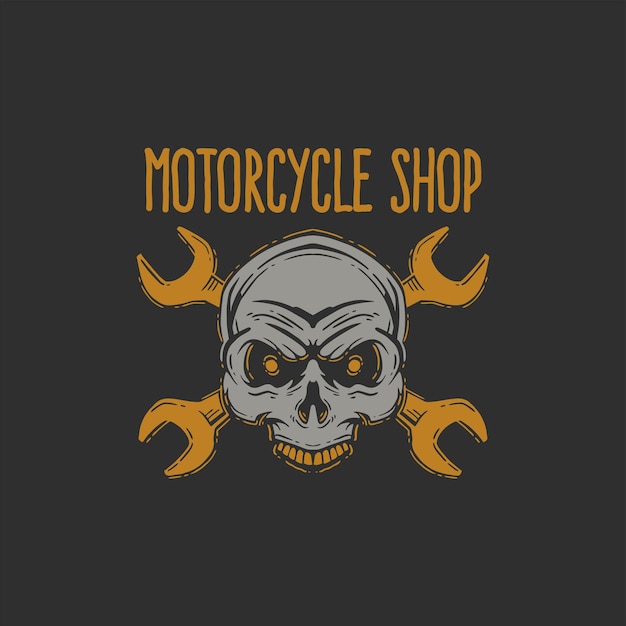 Vector design template skull motorcycle bike shop illustration design bike shop for t shirt and apparel sh