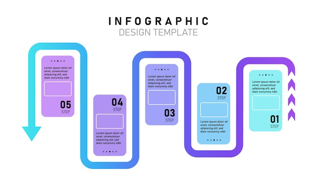 Vector design template for vector infographic labels with icons and 5 options or steps