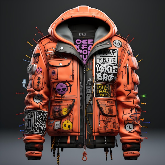 Vector design a trending fashionable puffer jacket front and back