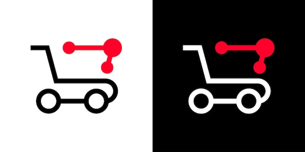 Design trolley and connection online shopping logo icon vector illustration