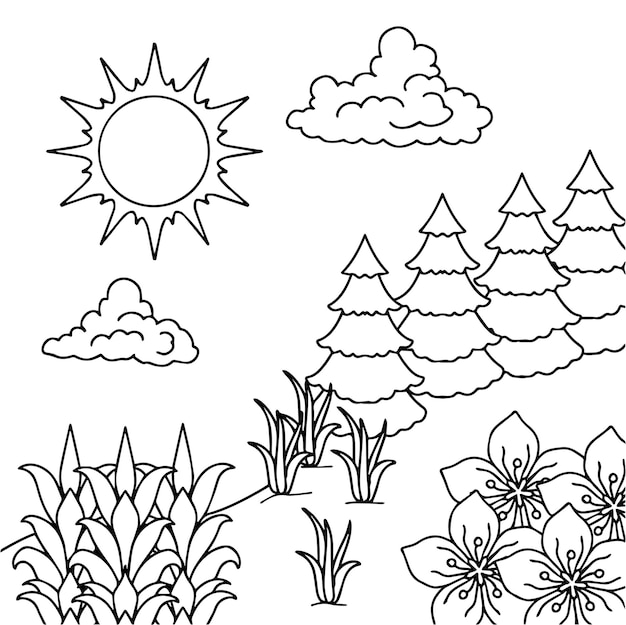 Design Vector Coloring Nature Landscape