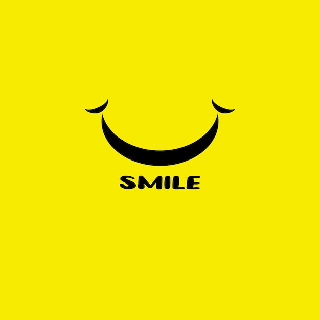 Design vector smile logo in yellow background