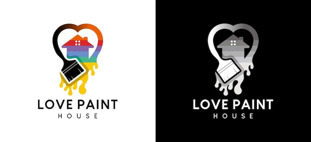 Design a wall paint brush logo or house paint with the concept of creative love