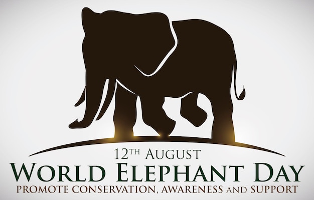 Design with elephant silhouette promoting awareness support and conservation for World Elephant Day