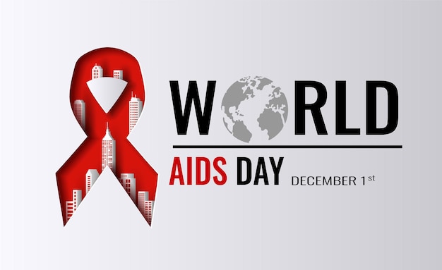 Design for World AIDS Day banner with red ribbon sign