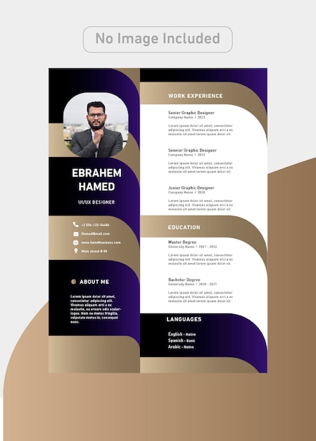 Vector designer cv template with luxury colors