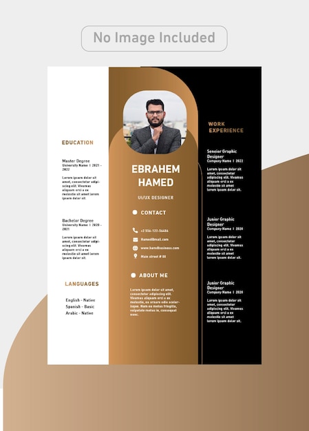 Vector designer cv template with luxury colors