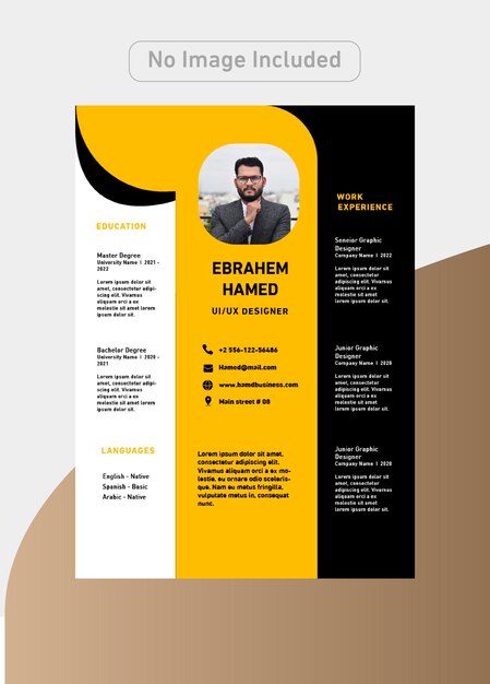 Vector designer cv template with luxury colors