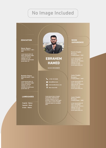 Vector designer cv template with luxury colors