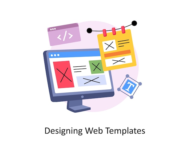 Designing Web Templates concepts style illustration EPS File