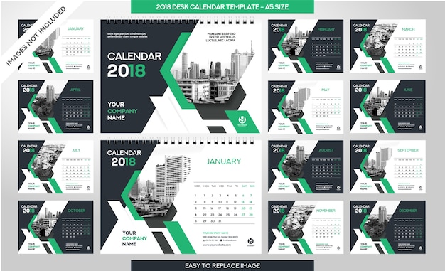 Desk Calendar 2018 template 