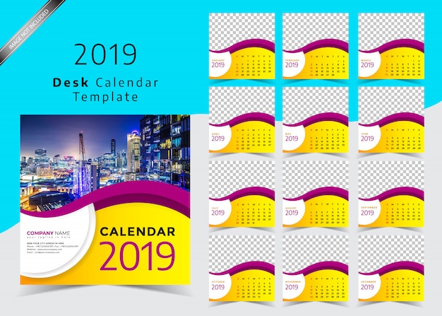 Desk Calendar 2019 Template Design