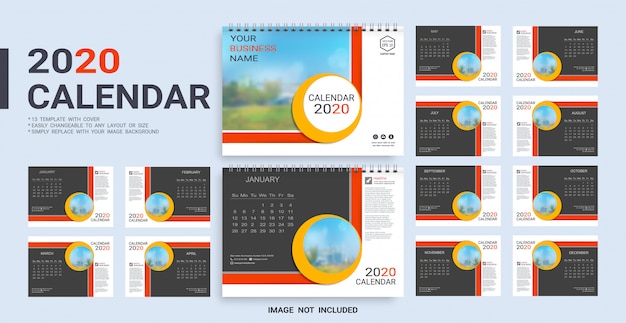 Desk Calendar 2020 template