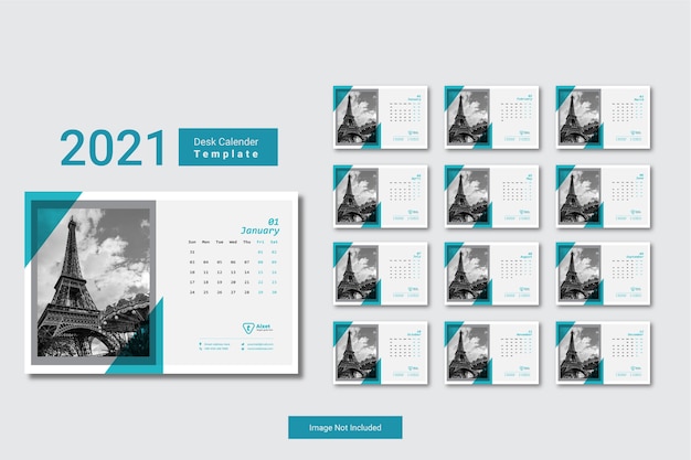 Desk calendar  2021 creative minimal  template design