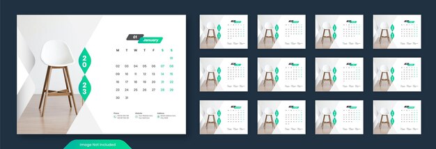 Vector desk calendar 2023 template design