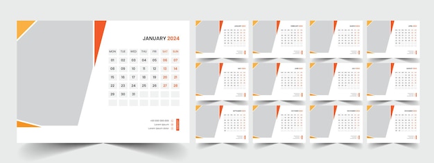 Desk Calendar 2024 template design Office Calendar 2024