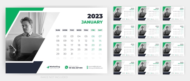 desk calendar template design 2023