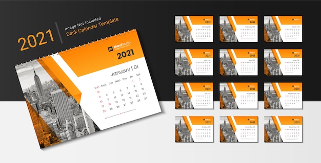 Desk calendar template design for new year