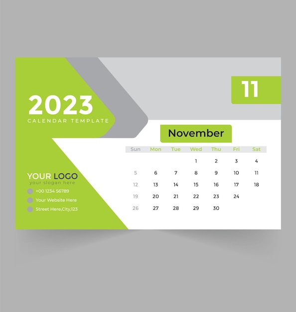 desk calendar template for new year 2023