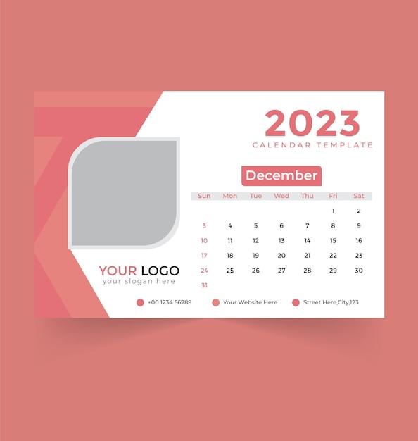 desk calendar template for new year 2023