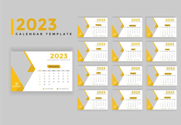 desk calendar template for new year 2023