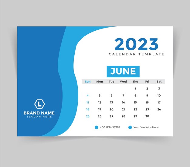 desk calendar template for new year 2023