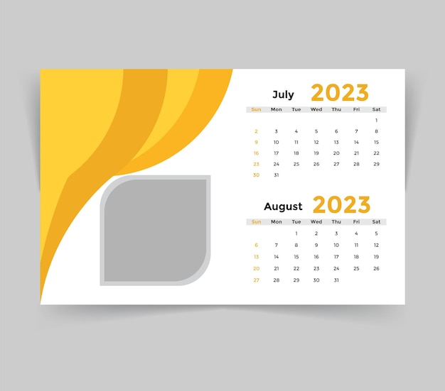 desk calendar template for new year 2023